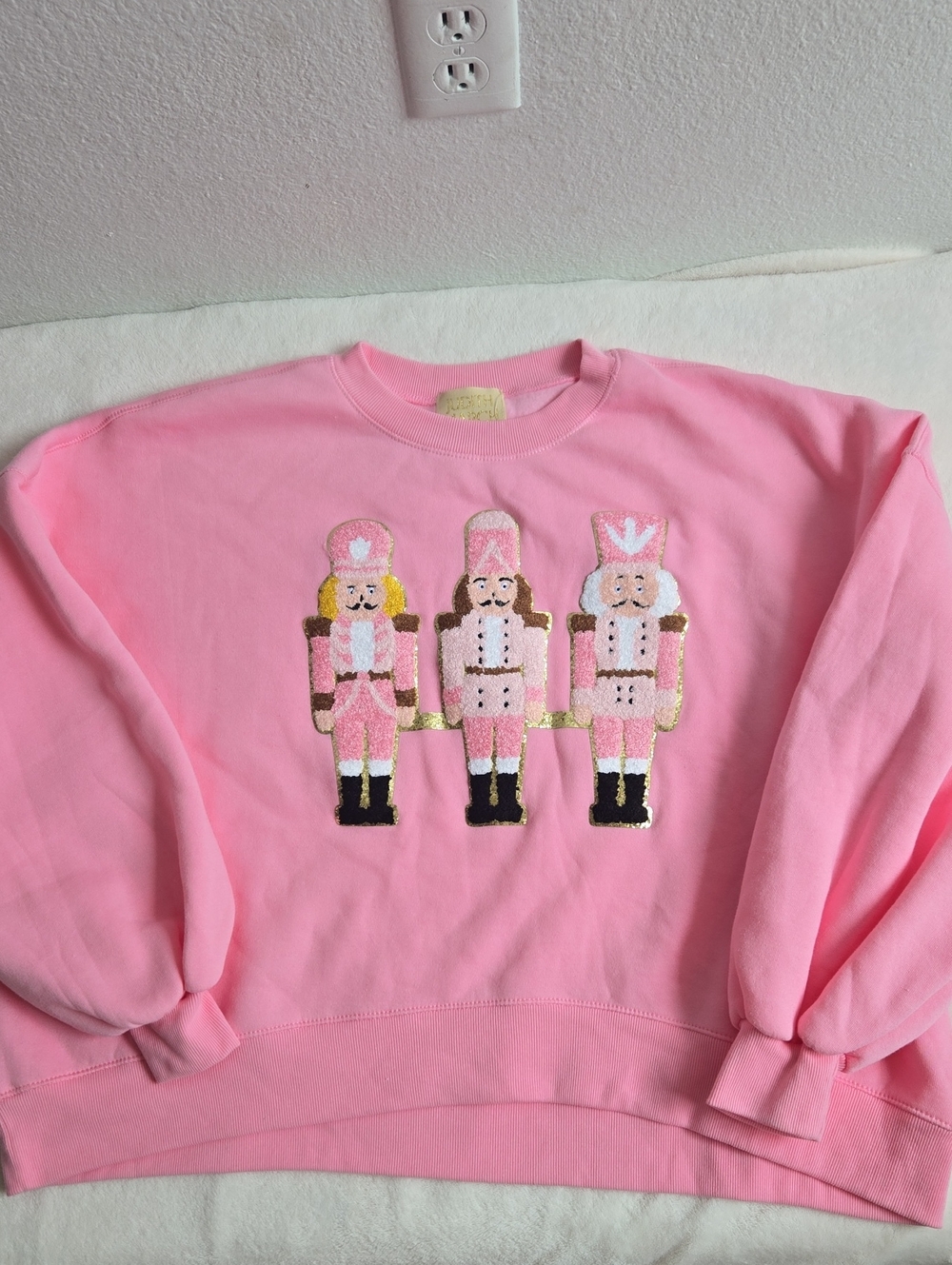 Judith March Pink Chenille Nutcracker Sweatshirt